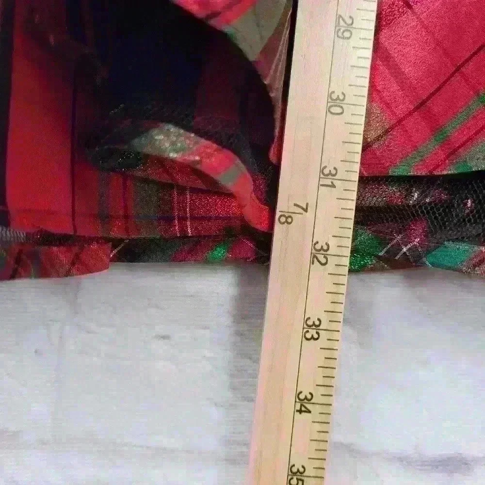 NWT Bonnie Jean Red Velvet & Plaid twirl Holiday Party Dress Sz 14